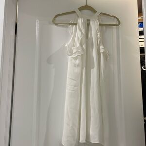 White Halter Ruffle Dress